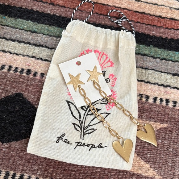 Free People Alia Dangle Drop Earrings in Gold BAG INCLUDED - Picture 2 of 10